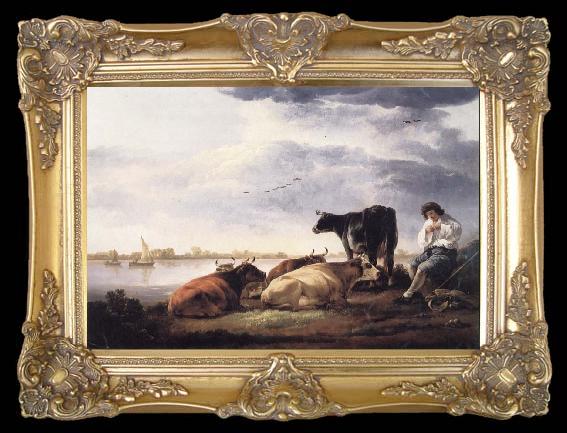 framed  Aelbert Cuyp Cows and Herdsman by a River, TA216